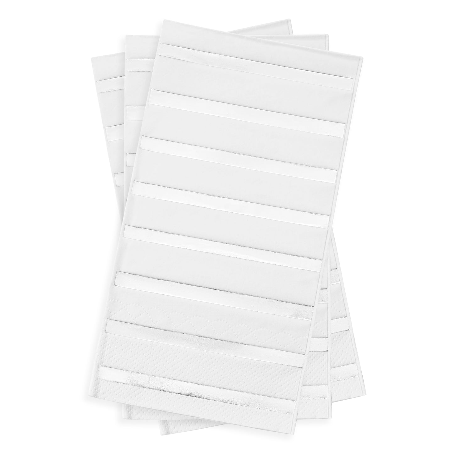 White with Silver Stripes Paper Dinner Napkins Secondary | The Kaya Collection