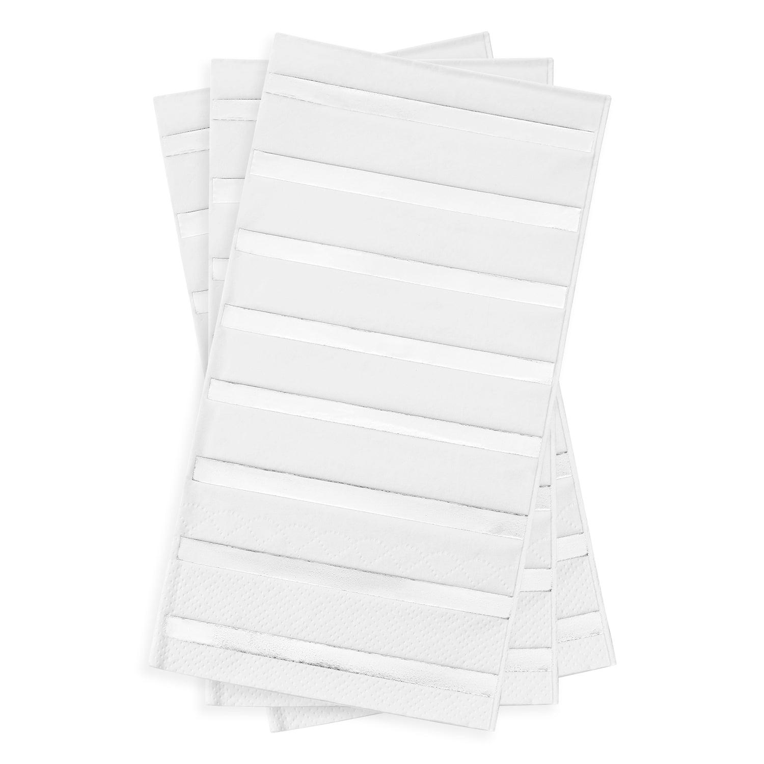 White with Silver Stripes Paper Dinner Napkins Secondary | The Kaya Collection