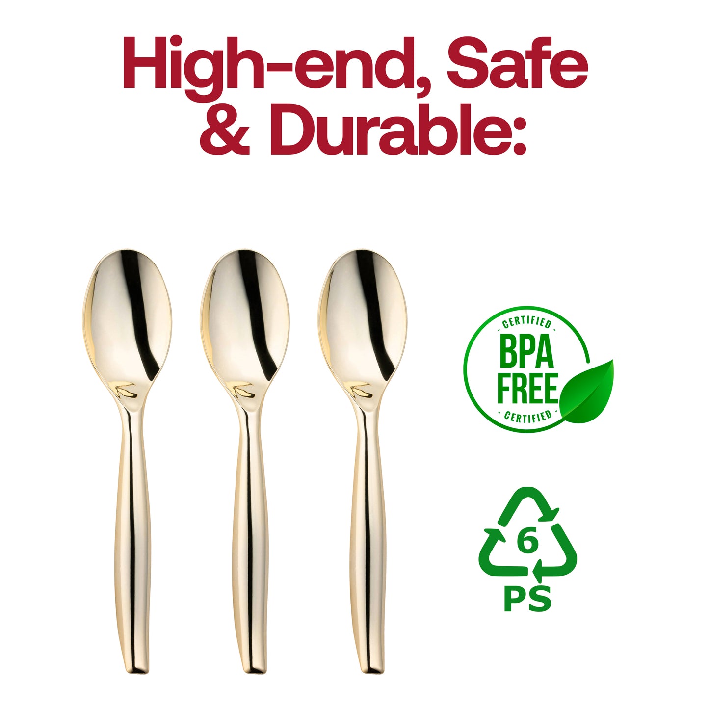 Gold Disposable Plastic Serving Spoons BPA | The Kaya Collection