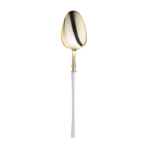 Gold with White Handle Moderno Disposable Plastic Dinner Spoons Main | The Kaya Collection