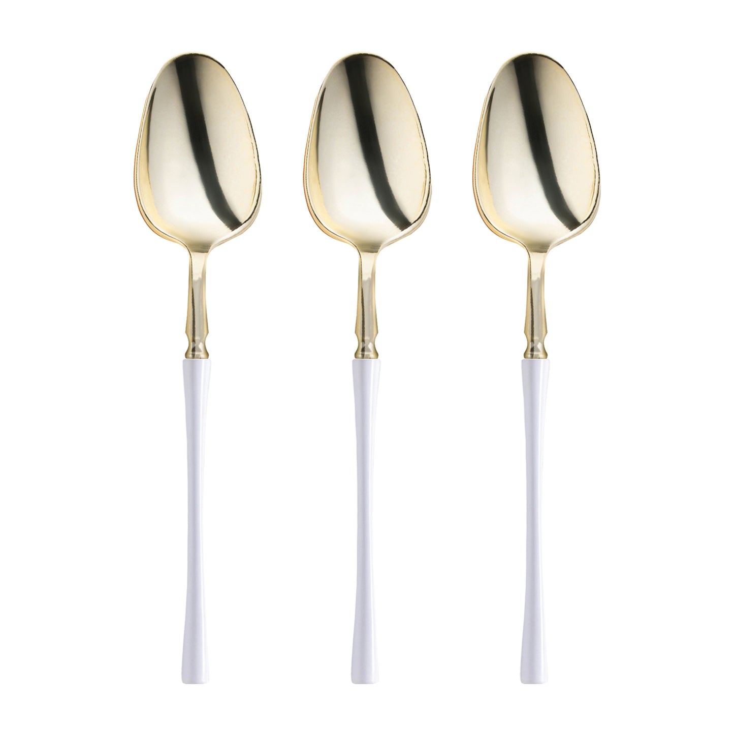 Gold with White Handle Moderno Disposable Plastic Dinner Spoons Secondary | The Kaya Collection