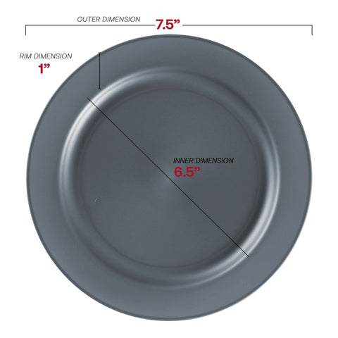 Matte Charcoal Gray Round Plastic Salad Plates (7.5