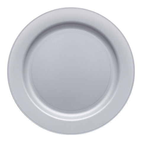 Matte Steel Gray Round Plastic Dinner Plates (10