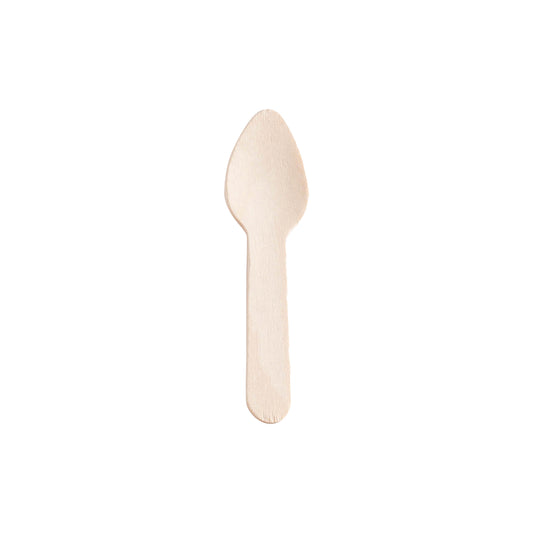 3" Natural Birch Eco-Friendly Disposable Mini Dessert Spoons Main | The Kaya Collection