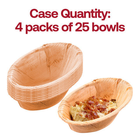 Oval Palm Leaf Eco Friendly Disposable Bowls (4.5 oz.) Quantity | The Kaya Collection