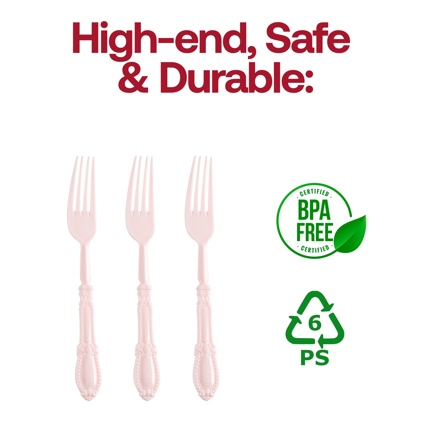 Pink Baroque Plastic Dinner Forks BPA | The Kaya Collection