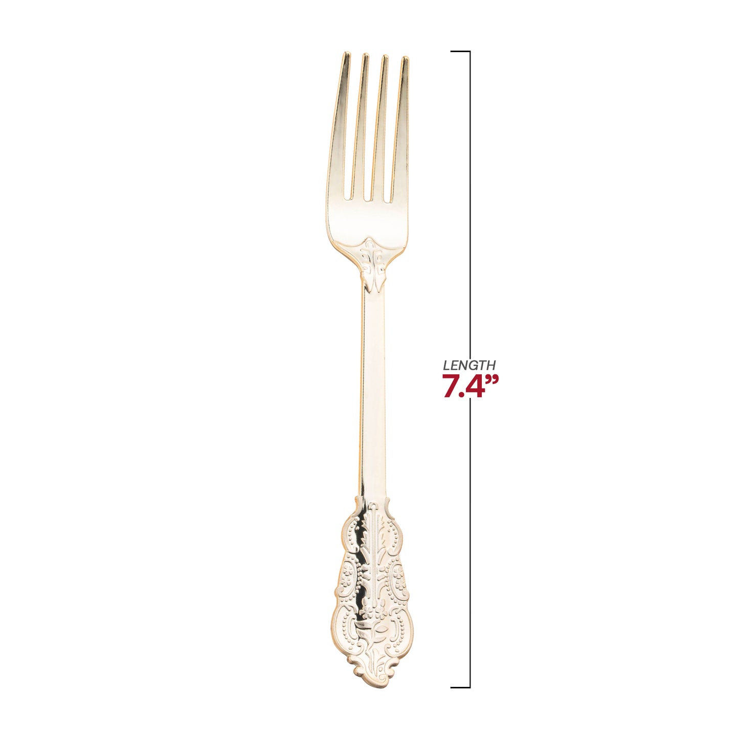 Shiny Baroque Gold Plastic Forks Dimension | The Kaya Collection