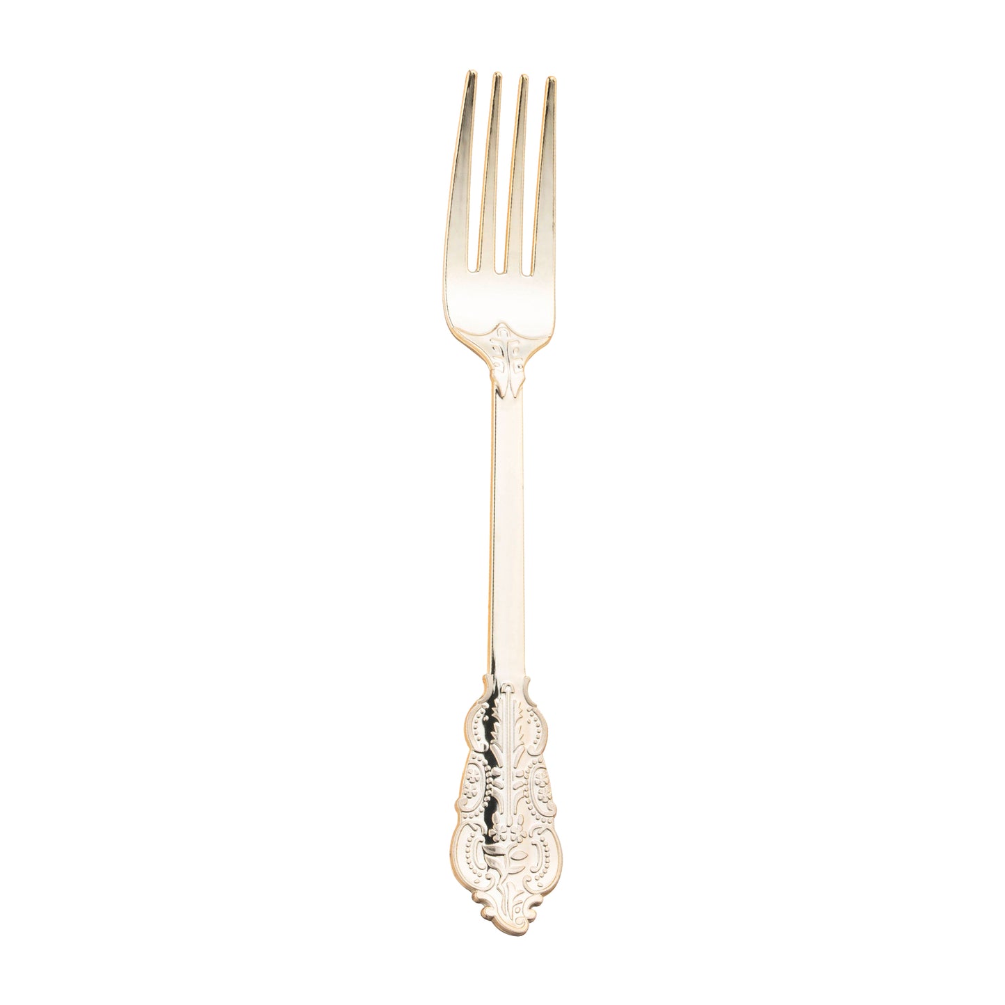 Shiny Baroque Gold Plastic Forks Main | The Kaya Collection