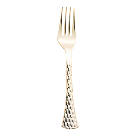 Shiny Gold Glamour Cutlery Disposable Plastic Forks Main | The Kaya Collection