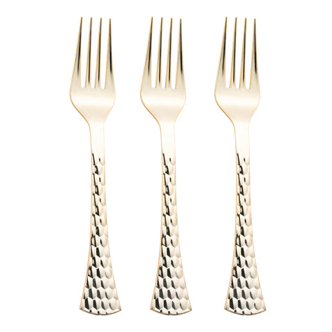 Shiny Gold Glamour Cutlery Disposable Plastic Forks Secondary | The Kaya Collection