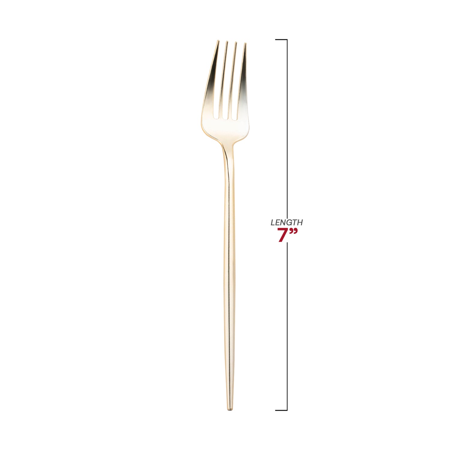 Shiny Gold Moderno Disposable Plastic Dessert Forks Dimension | The Kaya Collection