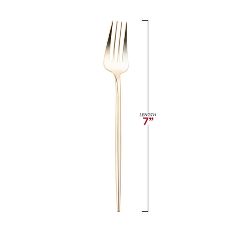 Shiny Gold Moderno Disposable Plastic Dessert Forks Dimension | The Kaya Collection