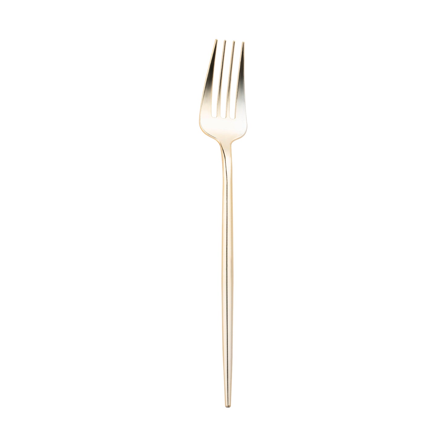 Shiny Gold Moderno Disposable Plastic Dessert Forks Main | The Kaya Collection