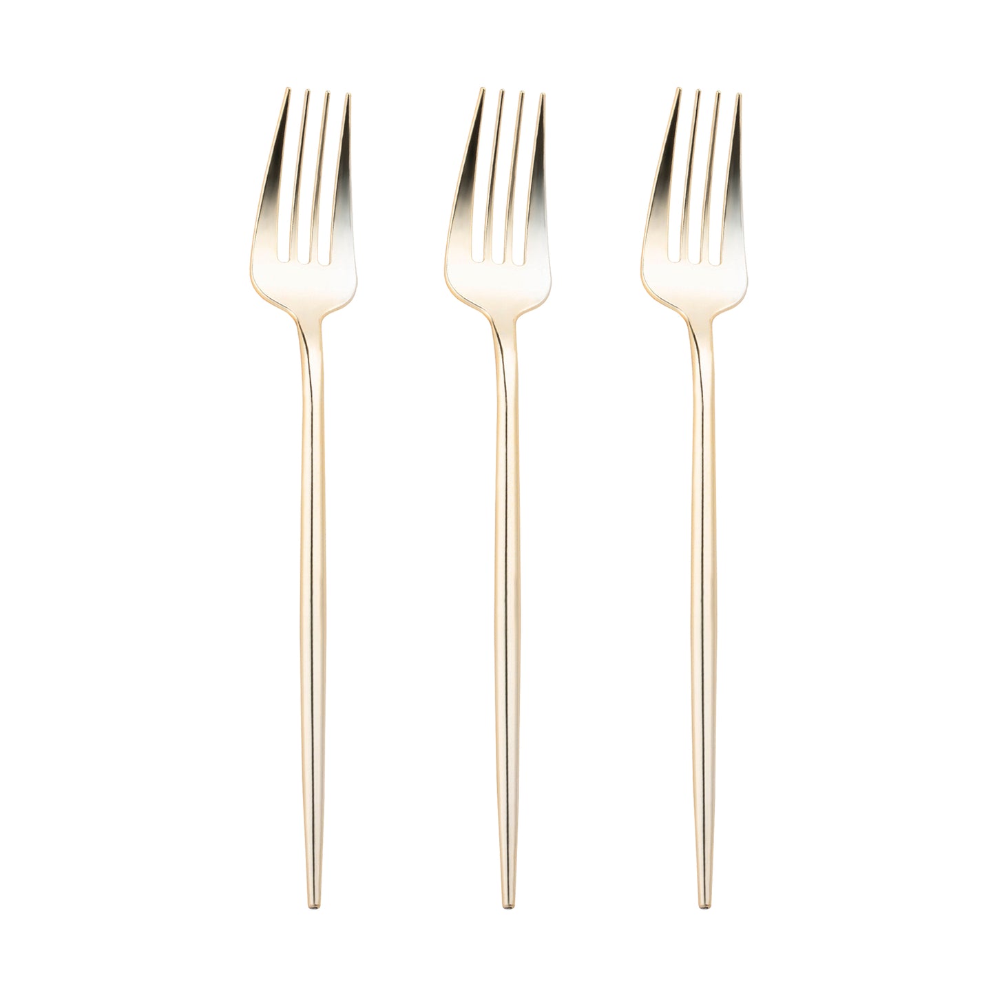 Shiny Gold Moderno Disposable Plastic Dessert Forks Secondary | The Kaya Collection