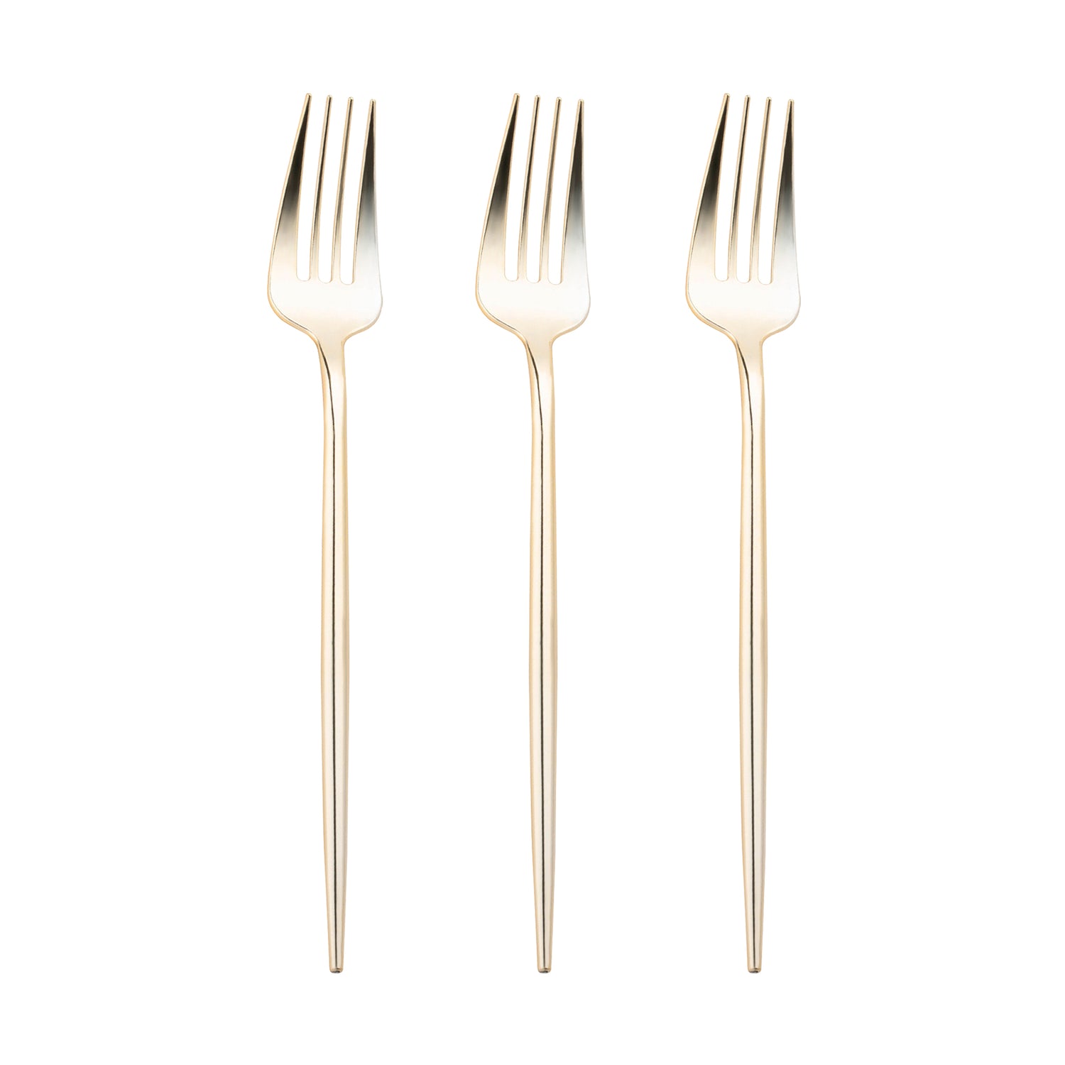 Shiny Gold Moderno Disposable Plastic Dessert Forks Secondary | The Kaya Collection