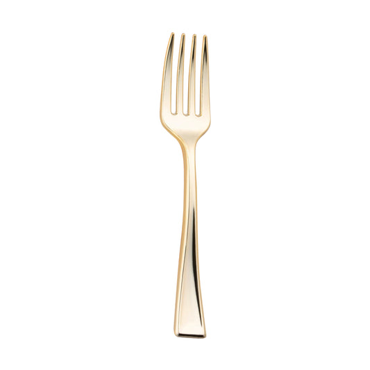 Shiny Metallic Gold Mini Plastic Disposable Tasting Forks Main | The Kaya Collection