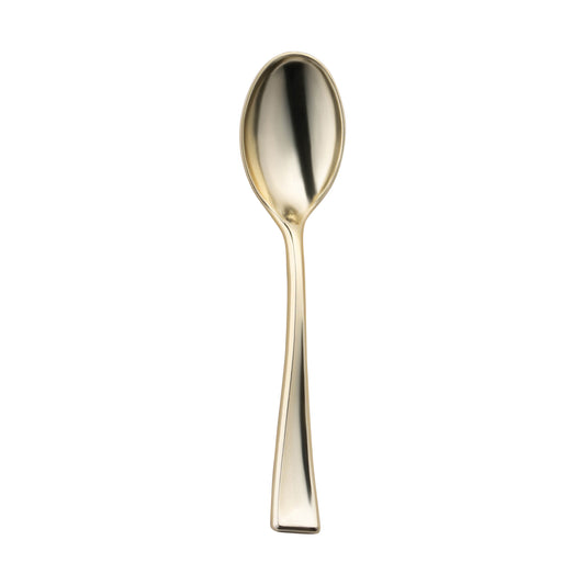 Shiny Metallic Gold Mini Plastic Disposable Tasting Spoons Main | The Kaya Collection