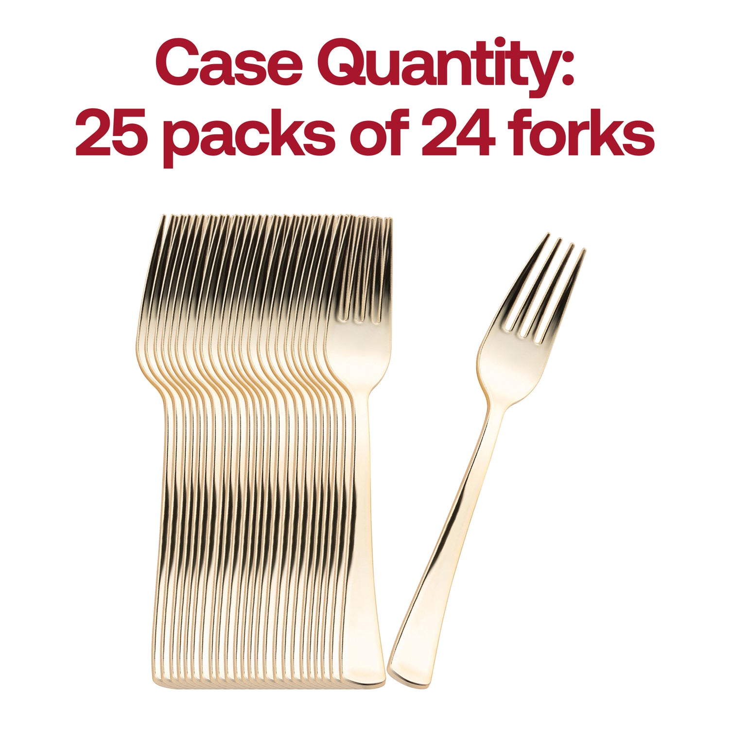 Shiny Metallic Gold Plastic Forks Quantity | Te Kaya Collection