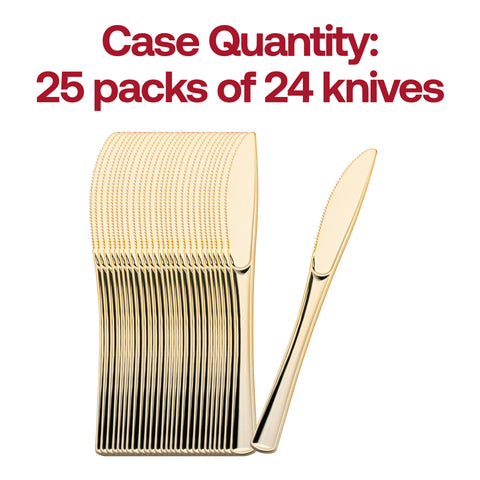 Shiny Metallic Gold Disposable Plastic Knives Quantity | The Kaya Collection