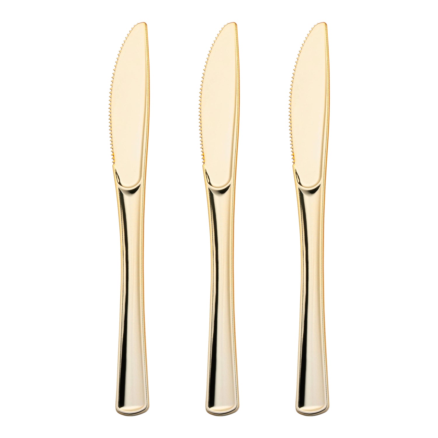 Shiny Metallic Gold Disposable Plastic Knives Secondary | The Kaya Collection