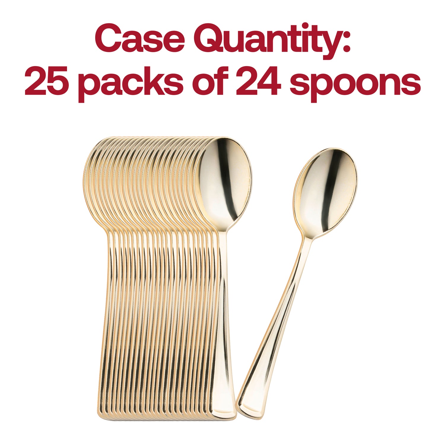 Shiny Metallic Gold Plastic Spoons Quantity | The Kaya Collection