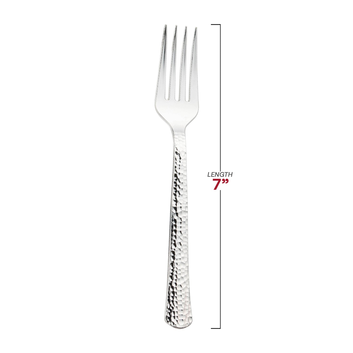 Shiny Metallic Silver Hammered Plastic Forks Dimension | The Kaya Collection