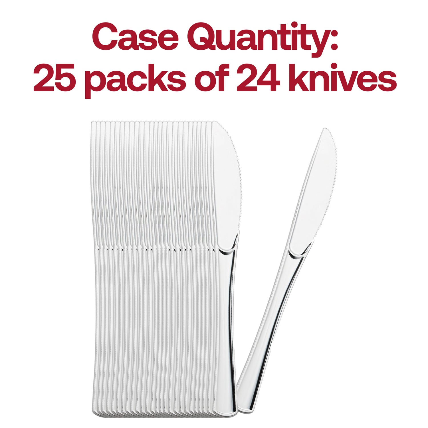 Shiny Metallic Silver Plastic Knives Quantity | The Kaya Collection