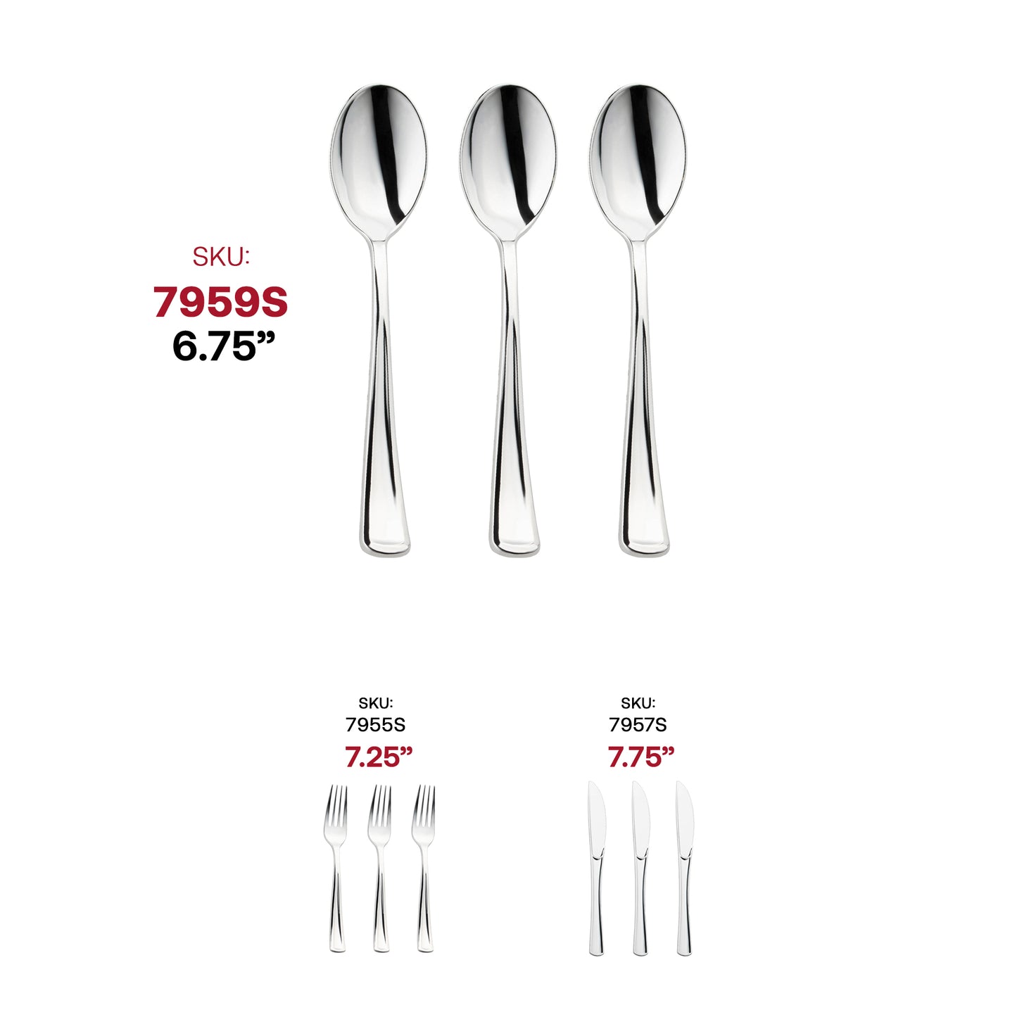 Shiny Metallic Silver Plastic Spoons SKU | The Kaya Collection