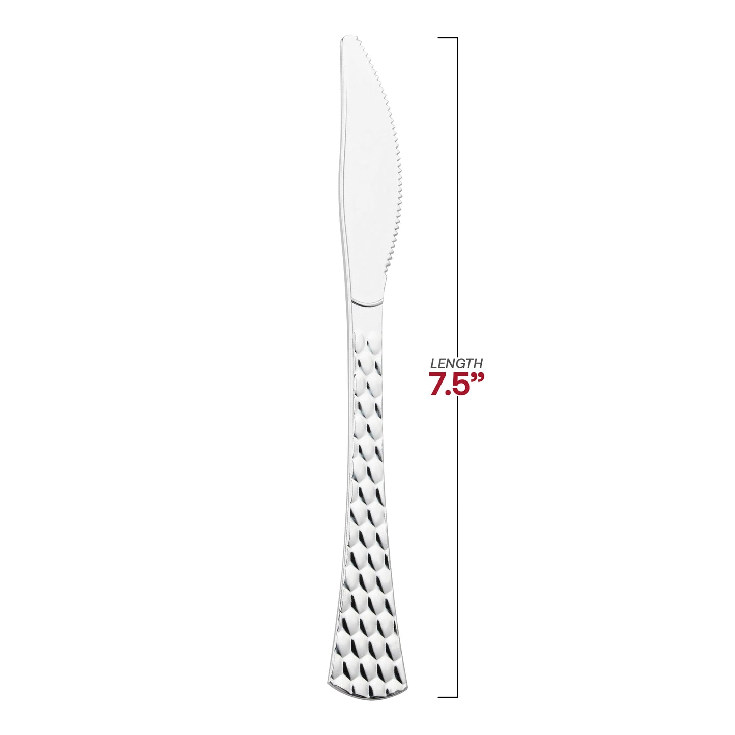 Shiny Silver Glamour Cutlery Disposable Plastic Knives Dimension | The Kaya Collection