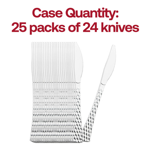 Shiny Silver Glamour Cutlery Disposable Plastic Knives Quantity | The Kaya Collection