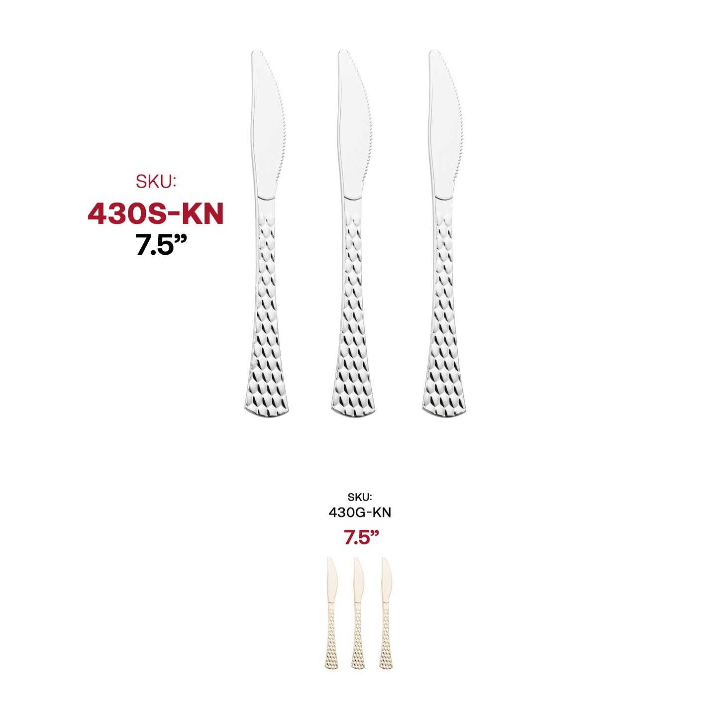 Shiny Silver Glamour Cutlery Disposable Plastic Knives SKU | The Kaya Collection