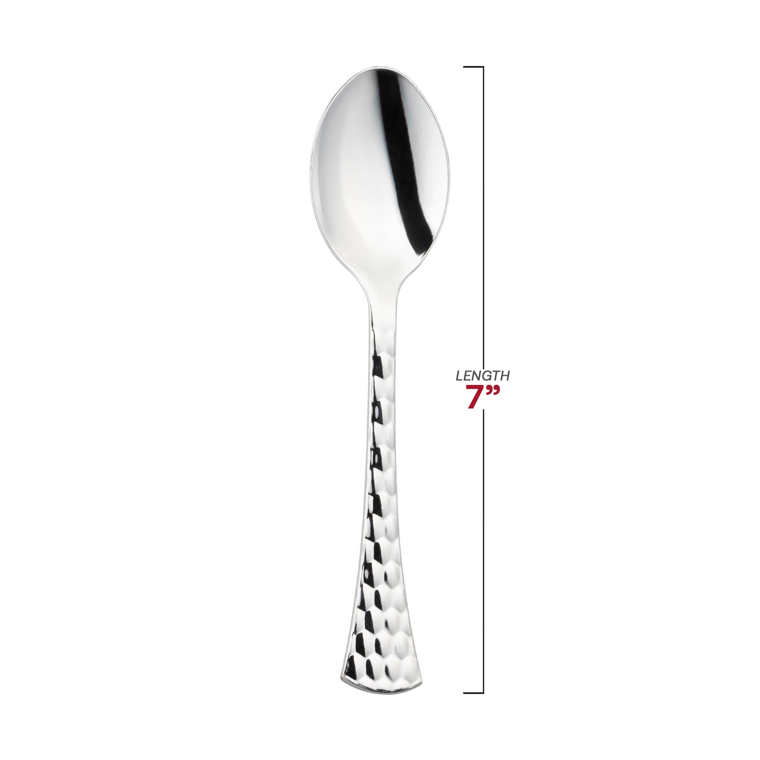 Shiny Silver Glamour Cutlery Disposable Plastic Spoons Dimension | The Kaya Collection