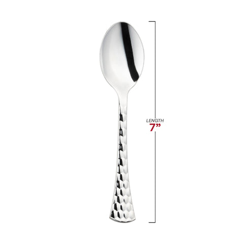 Shiny Silver Glamour Cutlery Disposable Plastic Spoons Dimension | The Kaya Collection