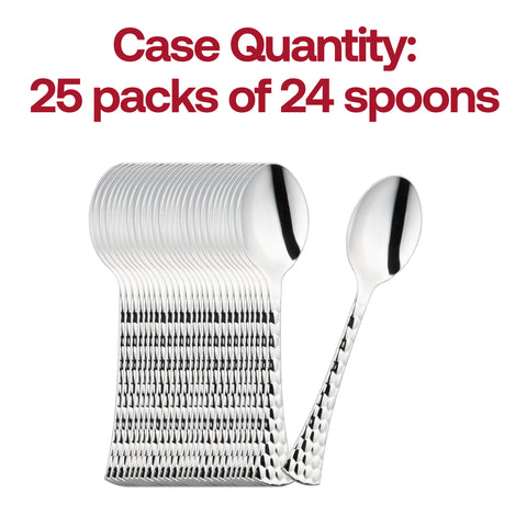 Shiny Silver Glamour Cutlery Disposable Plastic Spoons Quantity | The Kaya Collection