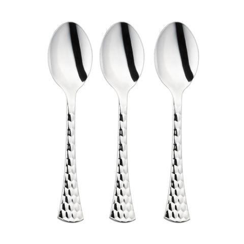 Shiny Silver Glamour Cutlery Disposable Plastic Spoons Secondary | The Kaya Collection