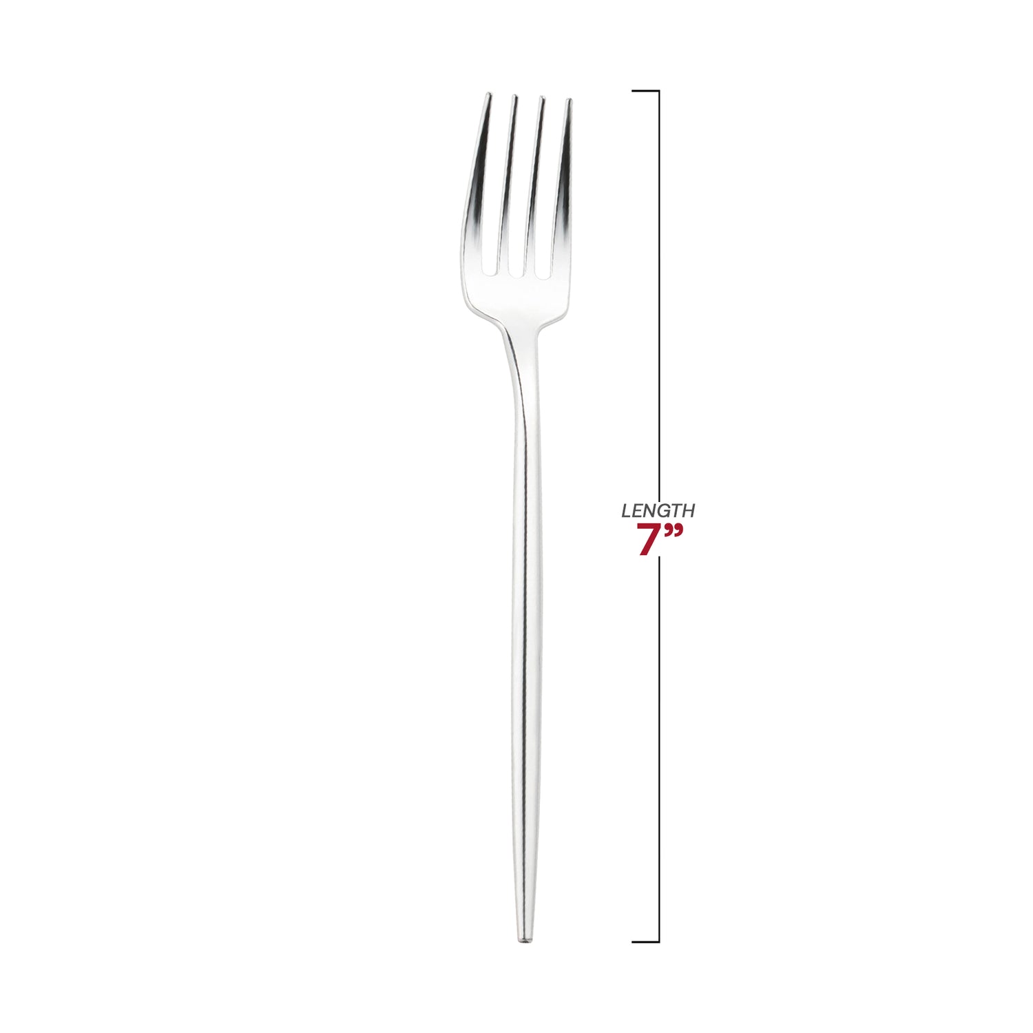 Shiny Silver Moderno Disposable Plastic Dessert Forks Dimension | The Kaya Collection