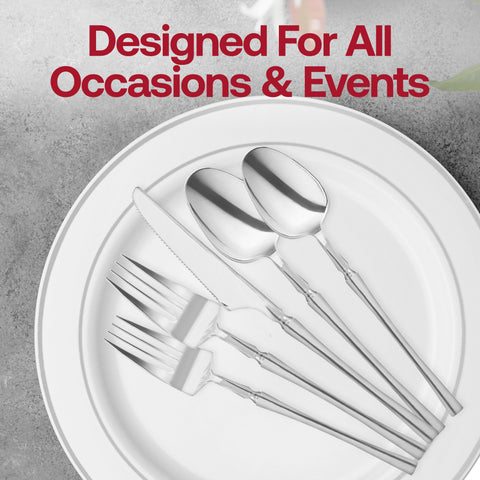 Shiny Metallic Silver Moderno Disposable Plastic Dessert Forks