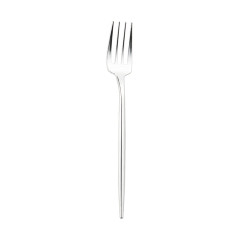 Shiny Silver Moderno Disposable Plastic Dessert Forks Main | The Kaya Collection