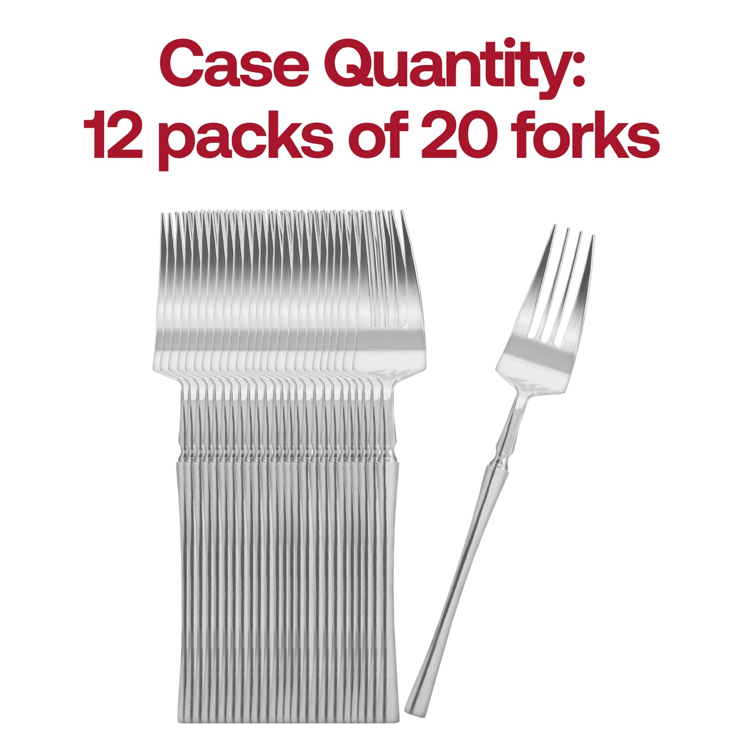 Shiny Metallic Silver Moderno Disposable Plastic Dessert Forks