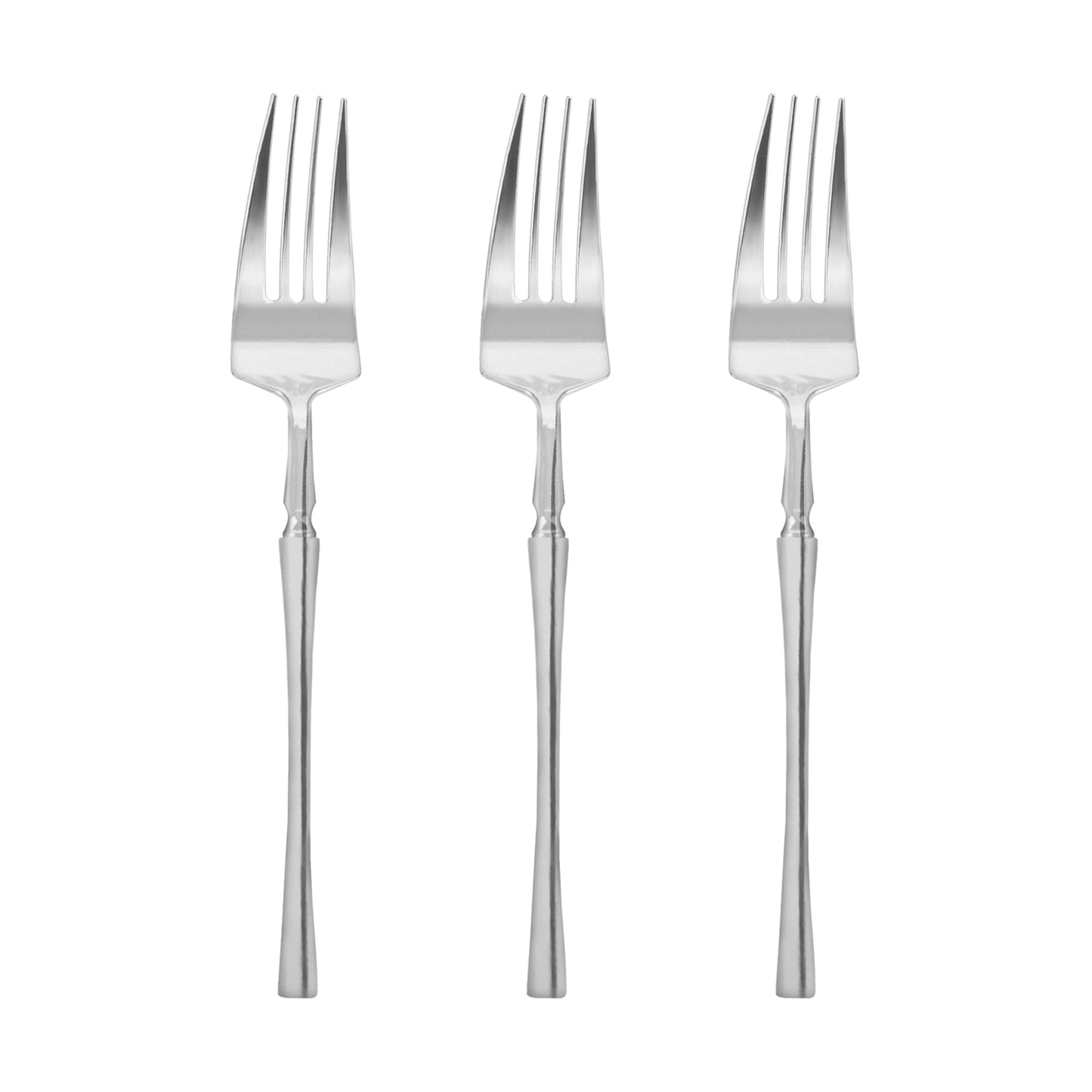 Shiny Metallic Silver Moderno Disposable Plastic Dessert Forks