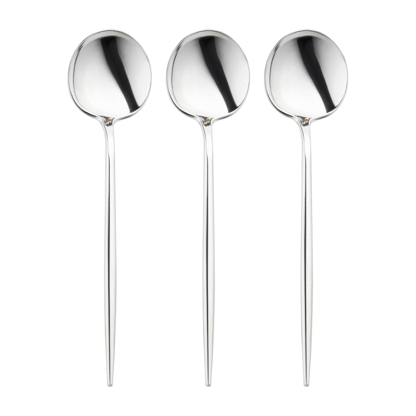 Shiny Metallic Silver Moderno Disposable Plastic Dinner Spoons Secondary | The Kaya Collection