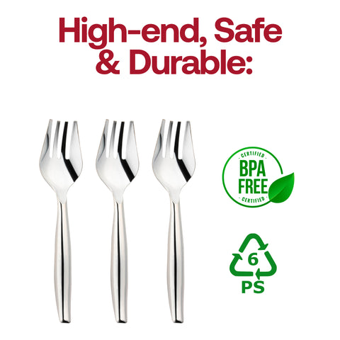 Silver Disposable Plastic Serving Forks BPA | The Kaya Collection