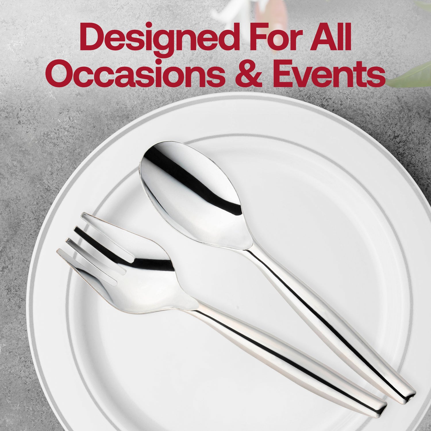 Silver Disposable Plastic Serving Forks Lifestyle | The Kaya Collection