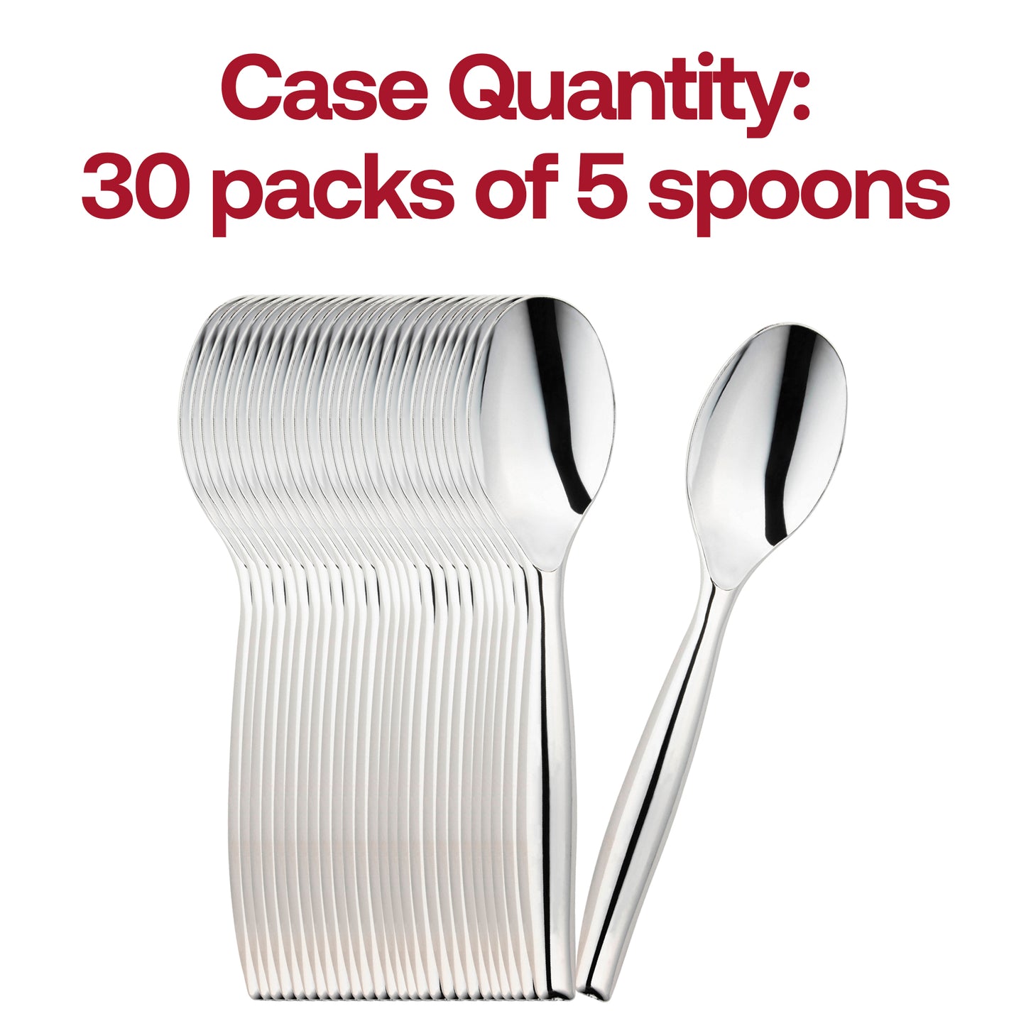 Silver Disposable Plastic Serving Spoons Quantity | The Kaya Collection