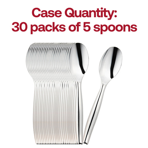 Silver Disposable Plastic Serving Spoons Quantity | The Kaya Collection