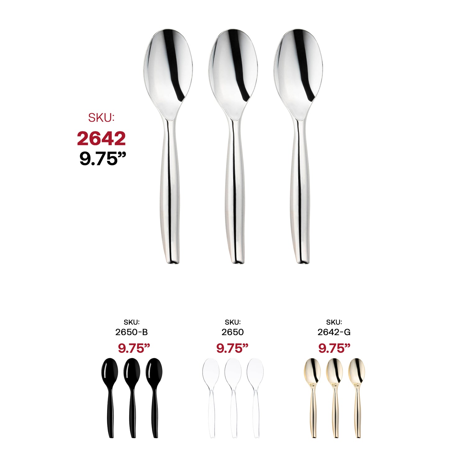 Silver Disposable Plastic Serving Spoons SKU | The Kaya Collection