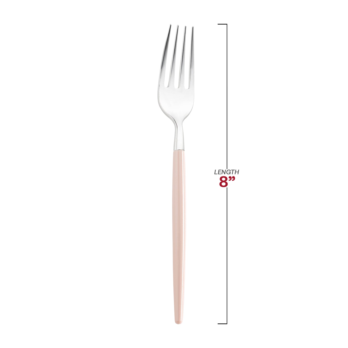 Silver with Pink Handle Moderno Disposable Plastic Dinner Forks Dimension | The Kaya Collection