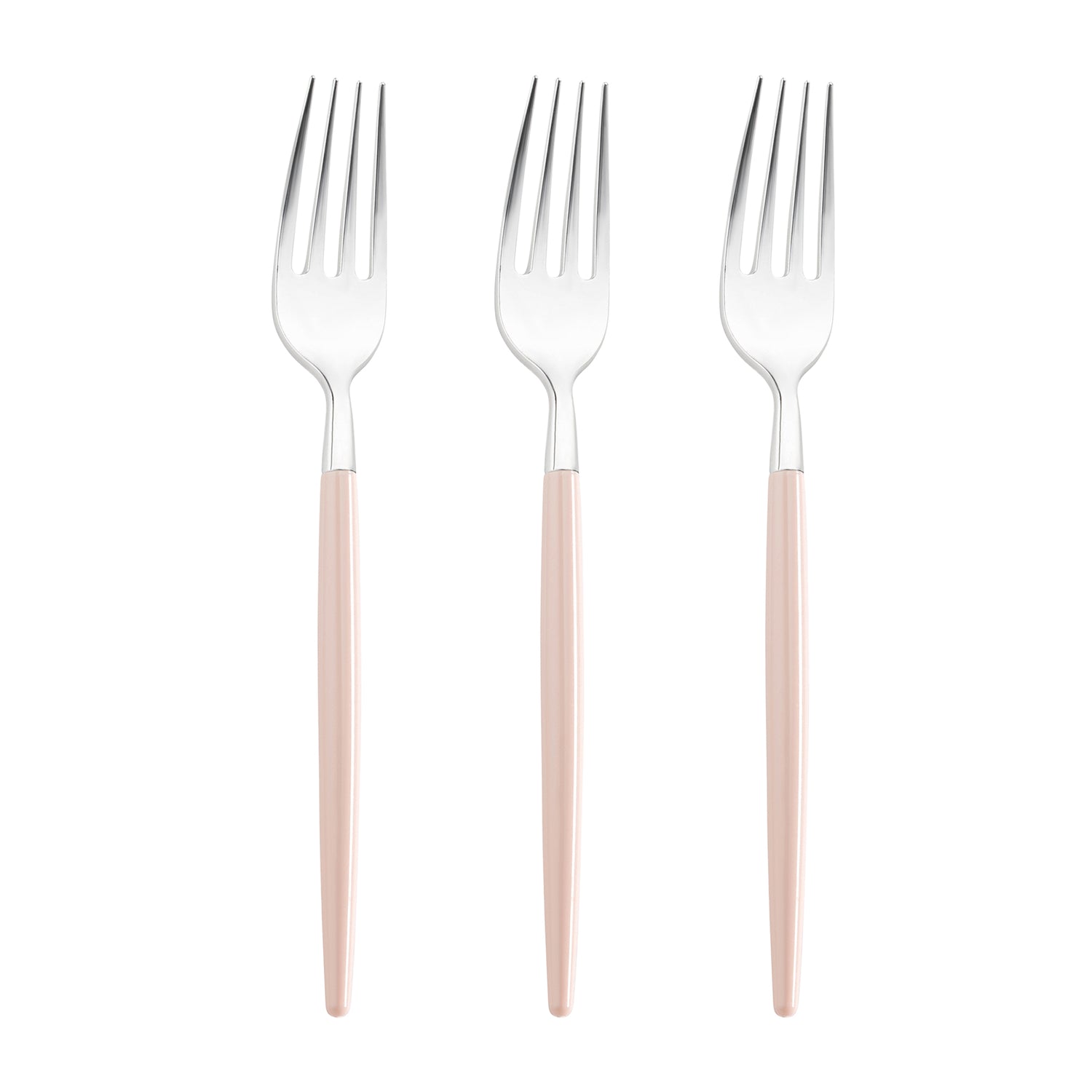 Silver with Pink Handle Moderno Disposable Plastic Dinner Forks Secondary | The Kaya Collection