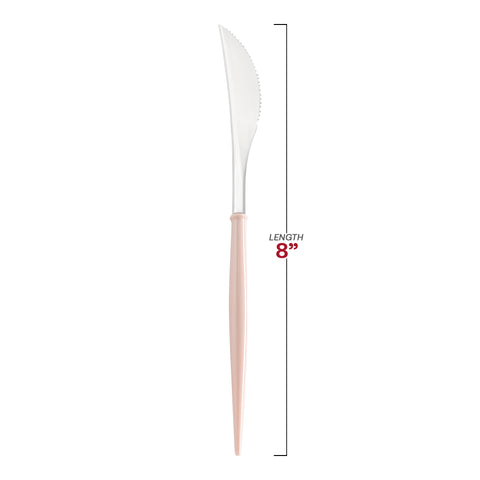 Silver with Pink Handle Moderno Disposable Plastic Dinner Knives Dimension | The Kaya Collection