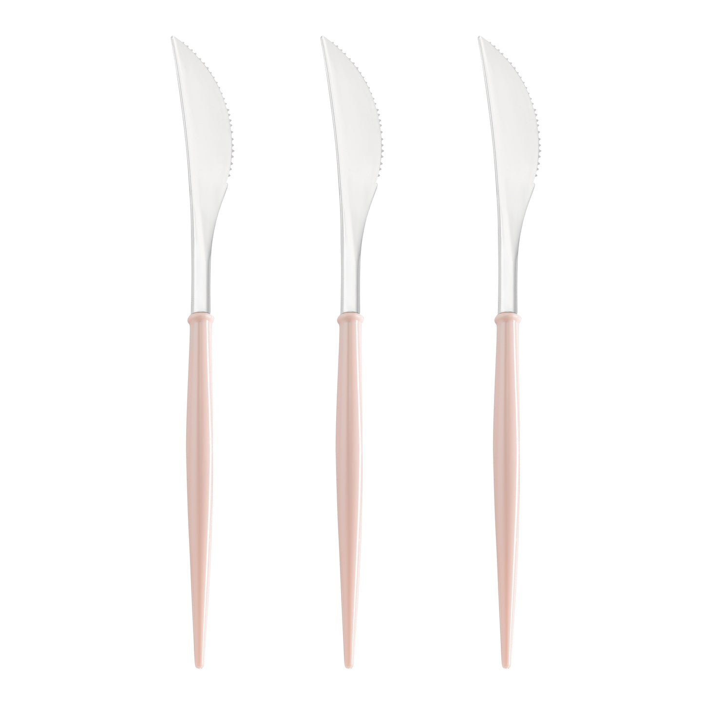 Silver with Pink Handle Moderno Disposable Plastic Dinner Knives Secondary | The Kaya Collection